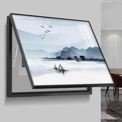 新中YQQ73449式水墨山水电表箱装配饰画202年新款5电闸盒挡空开电