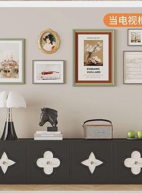 法式卧室床床头柜头柜古复木黑色轻奢实边柜四壳叶草贝边柜边客厅