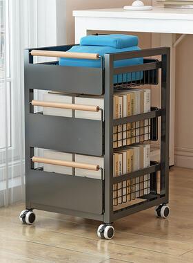 书包置物QAM架移下动小推车家用放书包桌可本收书纳架书架滑轮柜