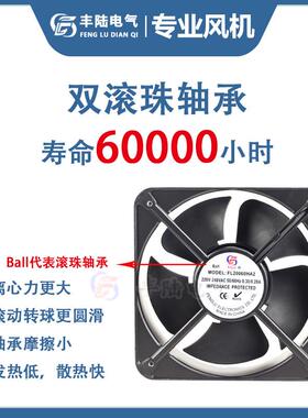 20000LWR轴流风机AC22/38065W铜线滚珠轴承机柜6V散热风扇20cm