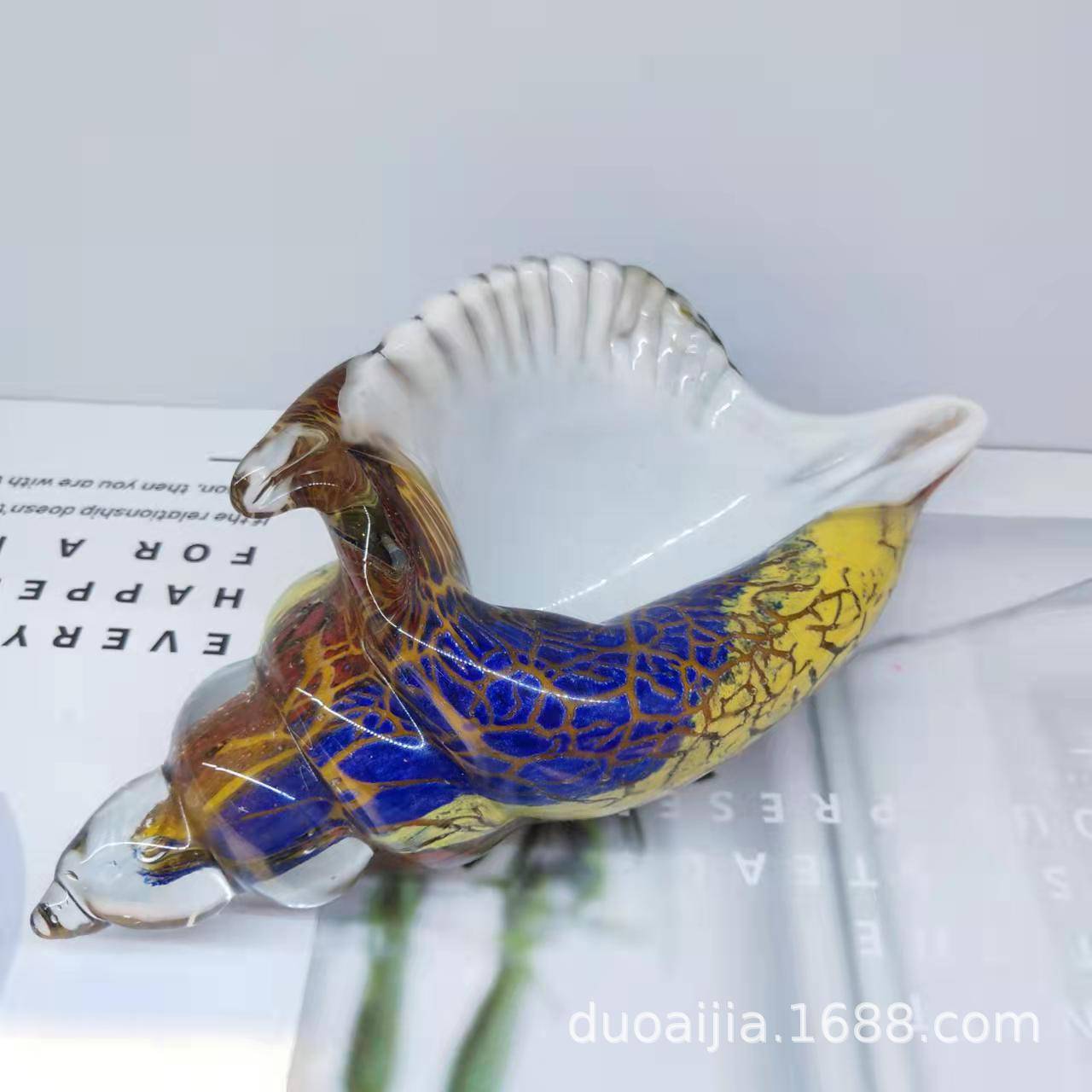 创意玻璃海螺摆件现代简约家居软装工艺品玄关茶几电视柜摆设