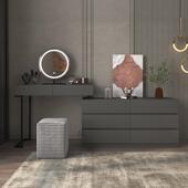 DRG梳妆台卧室2025年新款 转轻奢代简约角电脑妆现桌储化物柜一体