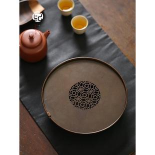 xyt手工复古圆形铜壶承干台座F766M6M5壶托储水茶盘紫砂式 底泡茶