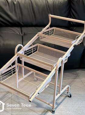 Eh25059地d可折叠移动小推车置物架落锈钢大不容卫生量间浴室多层