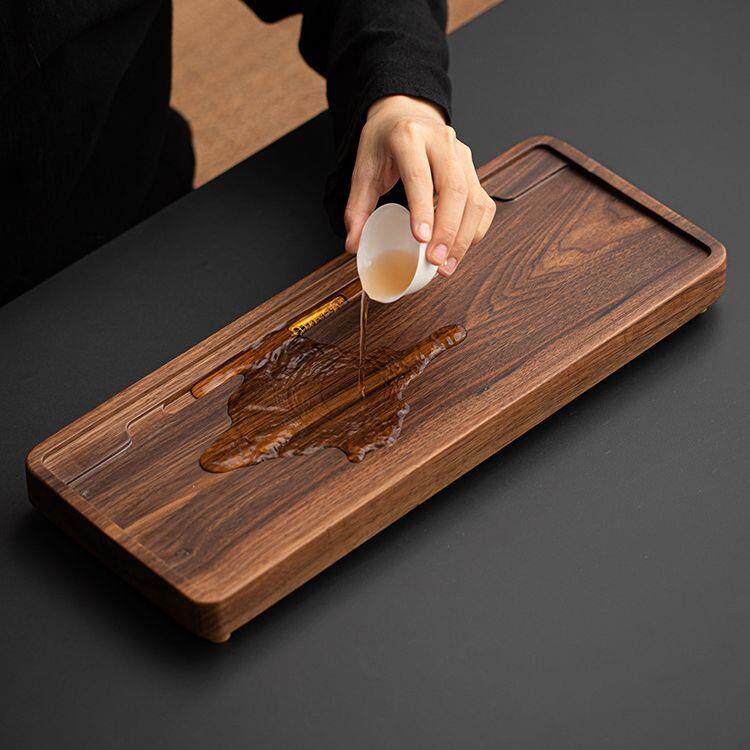 美北黑胡桃木茶盘水整块形原木家用小型排式茶海dat921茶台长方简