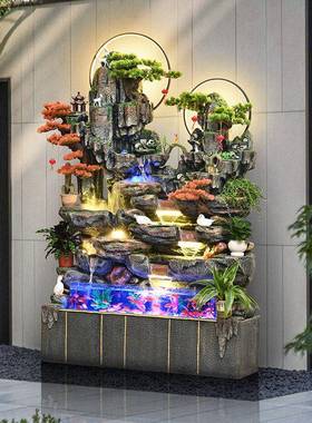 大型假山流喷泉养店鱼缸办公室酒BBF客阳台厅花园装饰送礼落地摆
