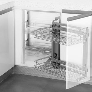 锈拜隆不钢厨房 厨柜拉蓝置物架橱741柜转角左右小开门怪物转角拉