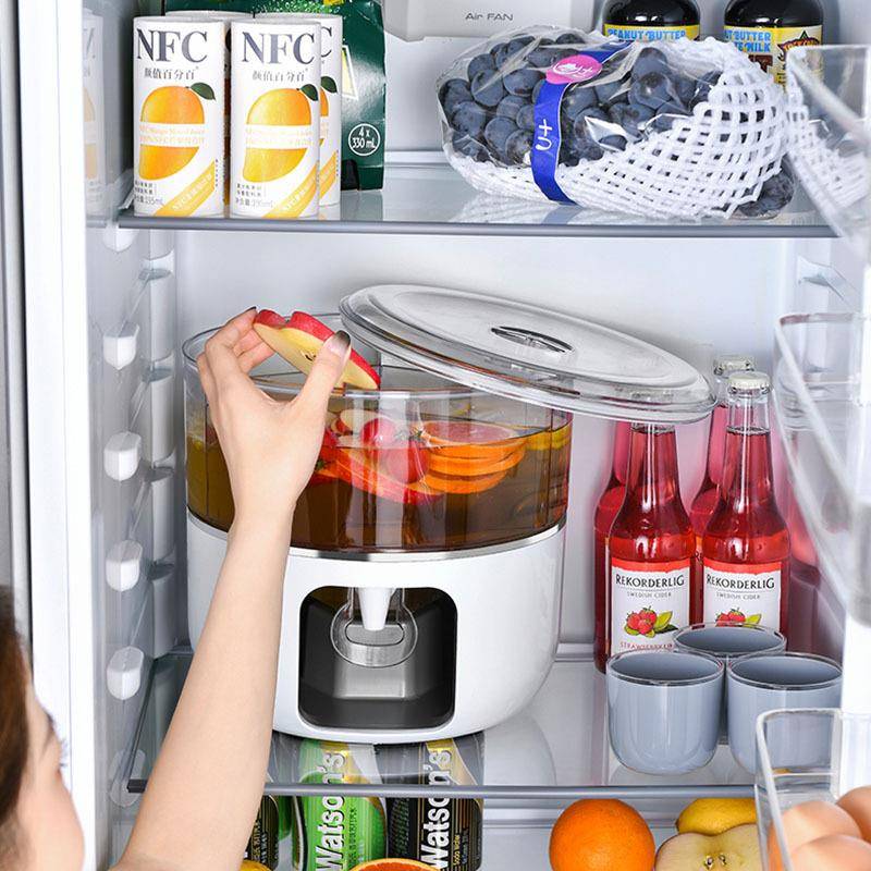 家用旋冷转水壶果汁桶带头塑料大容量分隔设果汁桶商用果汁龙饮计