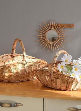 编水果篮野柳餐篮藤物编月子鸡蛋篮厨房63493收纳筐竹编手提蔬菜子置筐