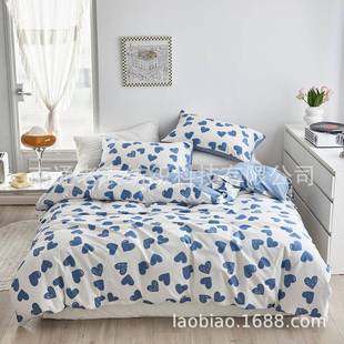 家纺跨境床品床上用品欧尺寸棉纯棉条纹印花全被套LACM枕套三美套