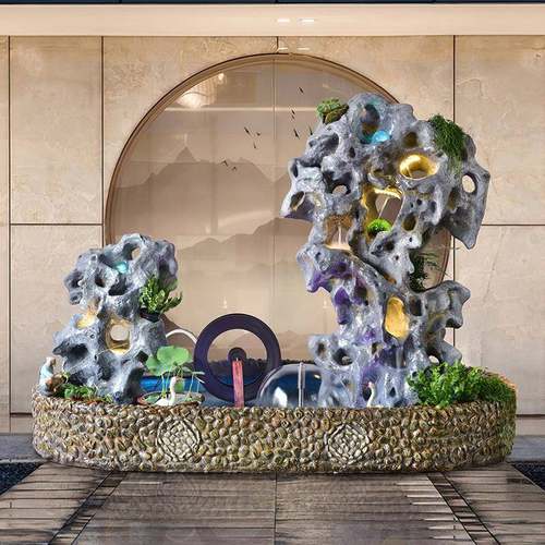 假庭VIS山流水摆件仿真太湖石式头中院落地造景饰室外阳台景装观