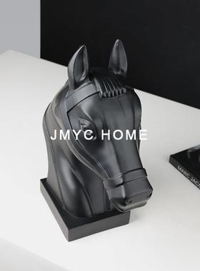 轻HPR奢意式树脂黑头塑雕摆件样板马房电视柜售楼部客厅白酒柜装