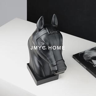 轻HPR奢意式树脂黑头塑雕摆件样板马房电视柜售楼部客厅白酒柜装