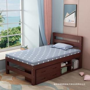 实木床8架现代1简约1.2米单人家儿童.5高脚床1用.CM-5m双人收纳储
