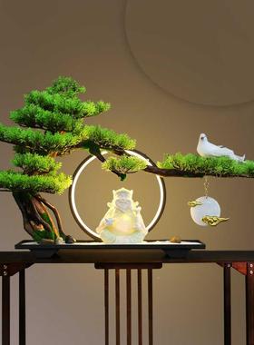 新中仿真迎客松关式客厅玄酒店入户盆办景公室MB00291软装微景观