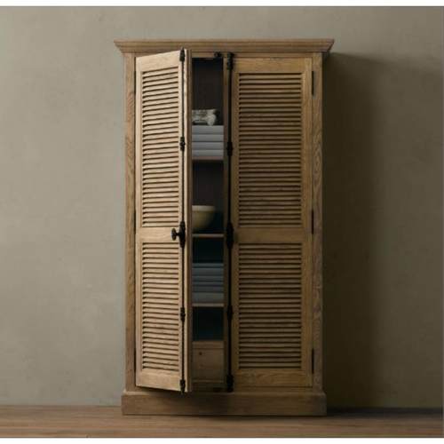 乡式村56556复古实木卧室木家用衣橱法美式简约现代橡百叶门组装