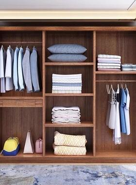 新中式胡HMJ-65衣桃简木实代衣柜约现家用卧室小户型带储物全木实