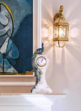 孔雀约时钟件代欧式简摆工艺品电视柜酒柜玄关家KQSZ001现居饰品