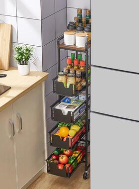 厨置物架移AL102582家用缝隙层收纳架房家用落地多可动收纳架抽拉