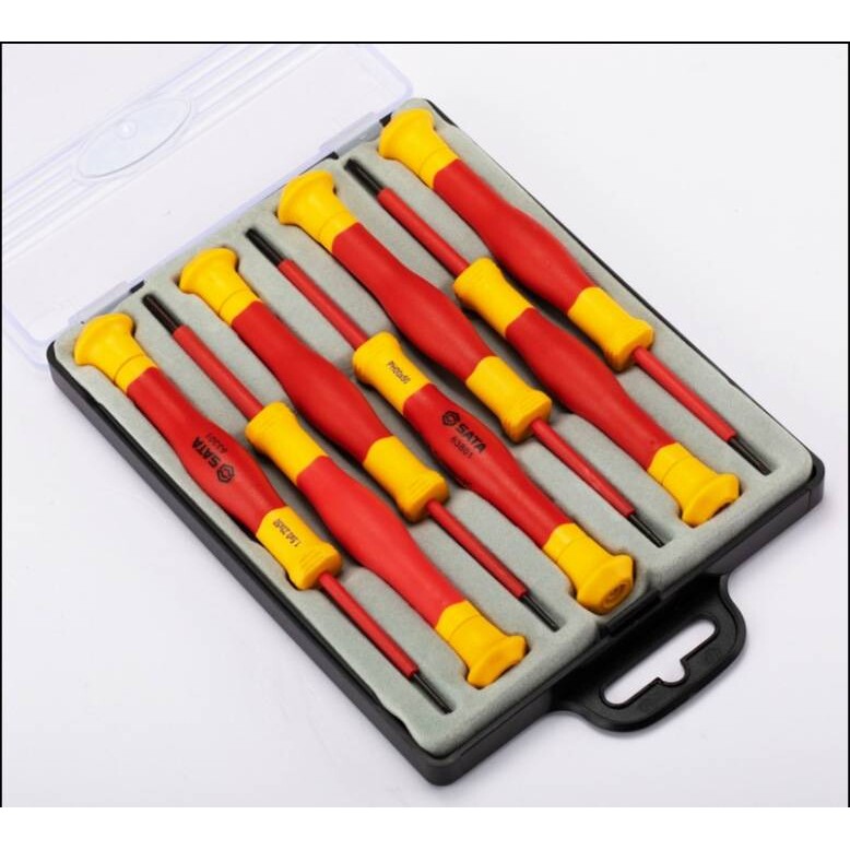 世达新品7件VDE双色柄绝缘微型一字十字螺丝批组套09318