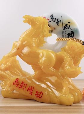 创新款上蜡色马到成功平安市扣摆件K616蜜意家居玄关中式办公桌摆