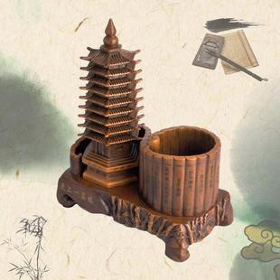 创款树脂摆件九层文昌塔笔筒摆仿摆木佛WEI塔宝意塔办件公室件招