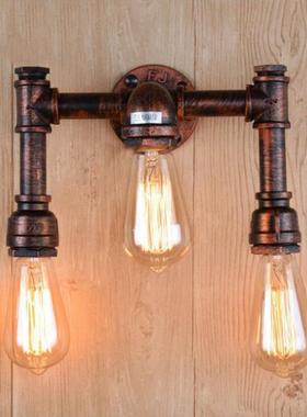 出口d欧美式复古铁艺水壁灯创B2030意工业风吧过道三头钟表le酒管