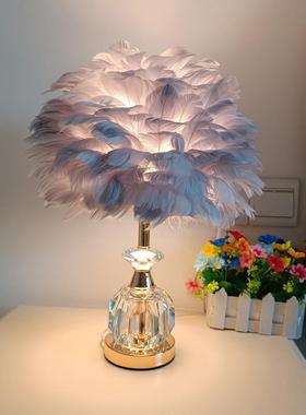 跨境简约足球钻石水晶羽毛台DD99灯床白色粉色灰色毛鹅摆头装饰件