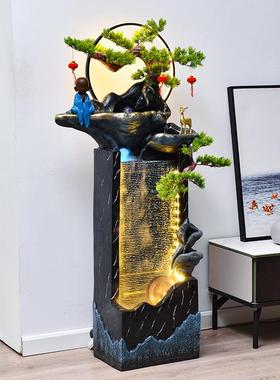 客厅摆家景居饰品现代简OLV约轻奢落地玄关入户喷泉水开业送礼流