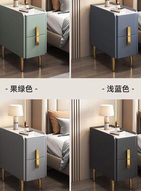 实木迷你床柜现简代约20cm储物柜小型智柜轻ＷＨ头奢岩板超窄能床