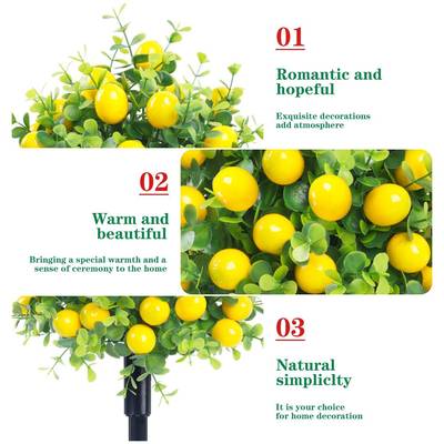 跨境热销仿真花柠檬树地插装带地钉FC058花园真庭仿绿植饰院尤加