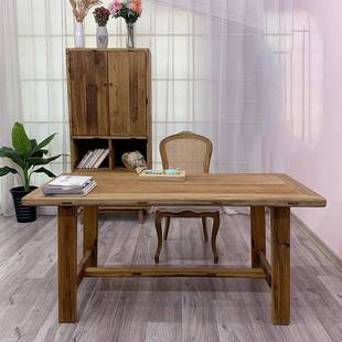 GNO老榆木书桌复古榆木桌做旧老面榆木家具质风化木茶桌榆木餐桌