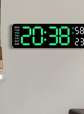 大电子钟简约现QAB代多创意时能钟长方形字体闹钟功可挂立钟表