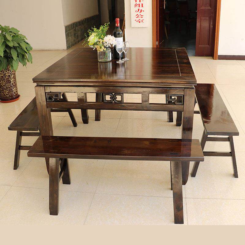 W8桌实木餐桌椅组形合饭店正方明清仿式古方家用SDIUFW-1桌子四方