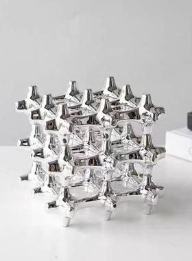 现术代NJ022-NJ几何艺空魔方饰品摆件样间售楼处家居办公镂室博古