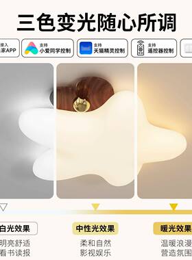 卧室7956灯中古风儿童房吸灯护眼创奶油风意云灯朵房间顶中山灯具