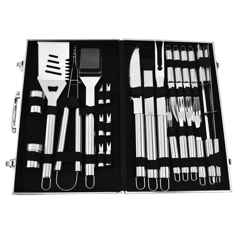 不锈钢烤具BBQ烧烤工具全套装铝箱户外组合露营用品热卖跨境热销