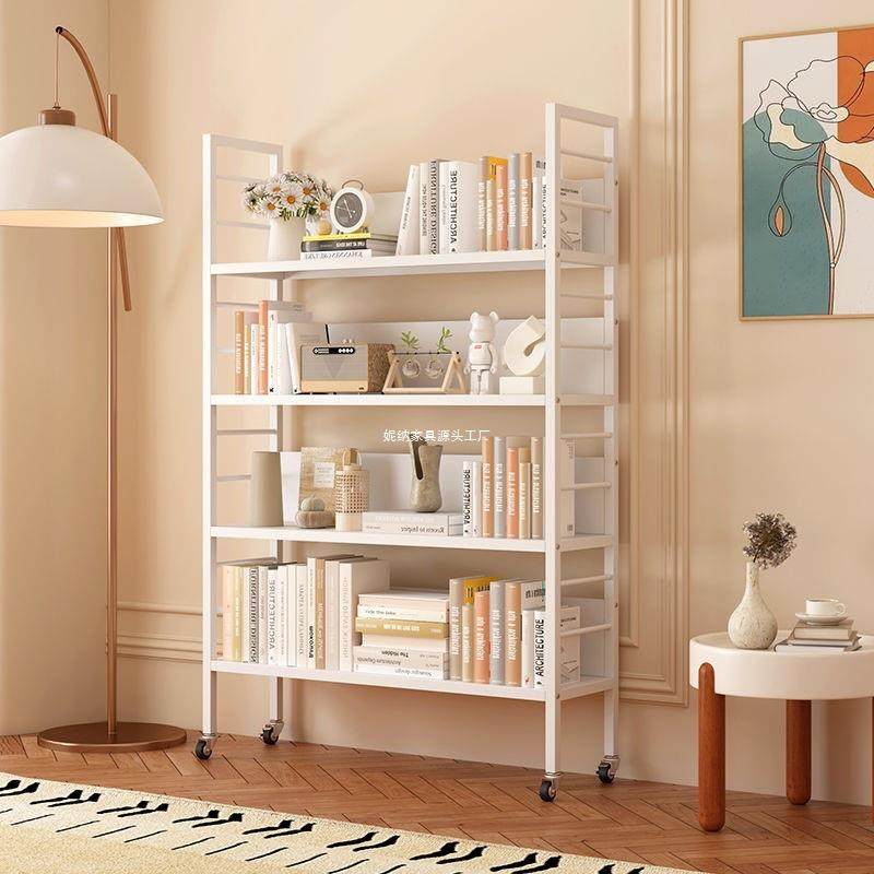 铁艺书架墙落地置物架客靠可移动轮书柜WSDLALLZ多层收厅带纳架儿,收纳整理,书桌收纳置物架,淘宝优惠券,粉丝福利购,淘宝优惠卷