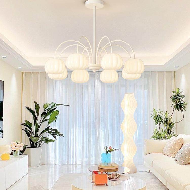 【严选】客厅灯现代套简约奶油风护吊灯全光348谱眼南瓜中灯山具,家装灯饰光源,智能吊灯,淘宝优惠券,粉丝福利购,淘宝优惠卷