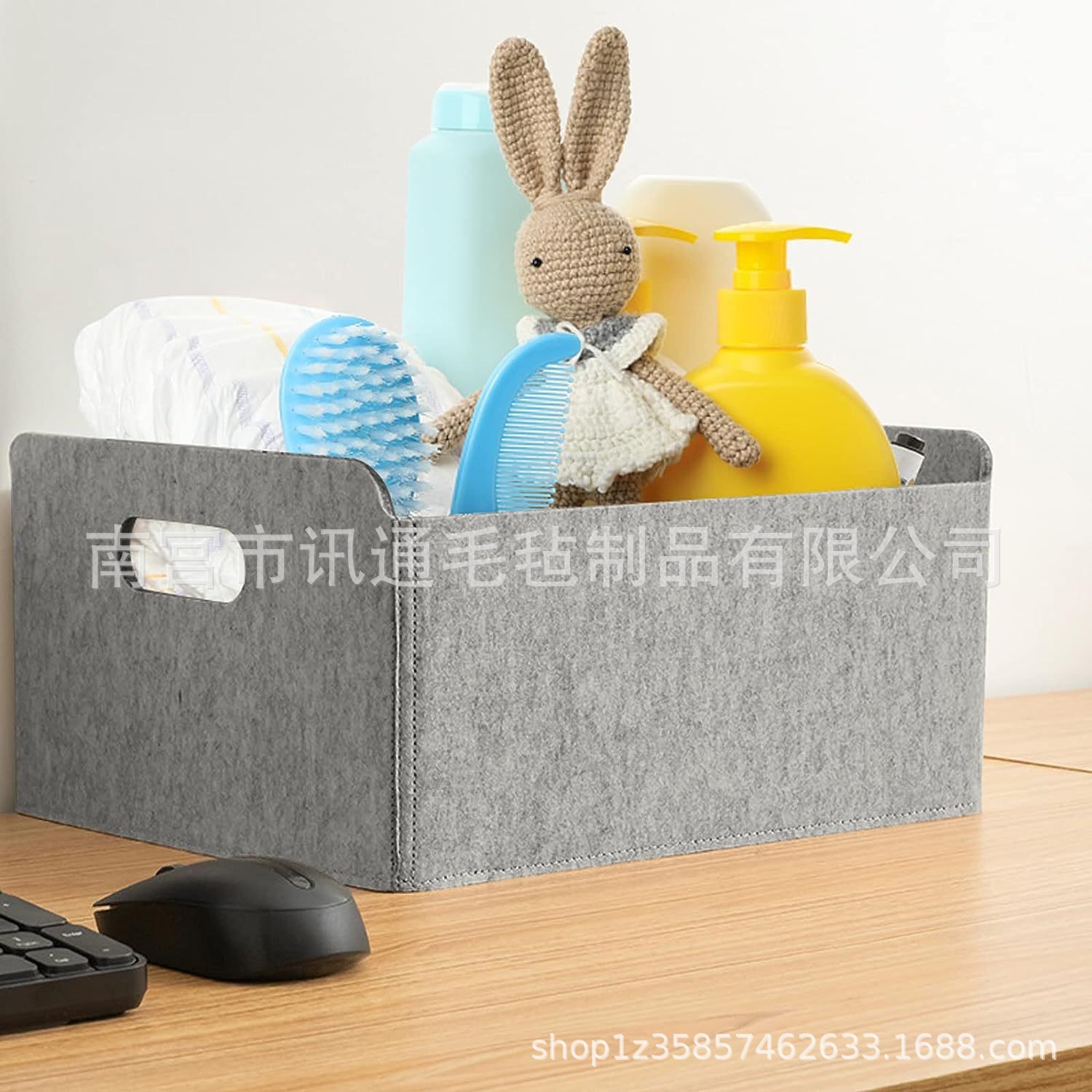 加硬毛毡筐一体成型毛毡收纳篮居家收纳盒杂志筐毛毡储物篮