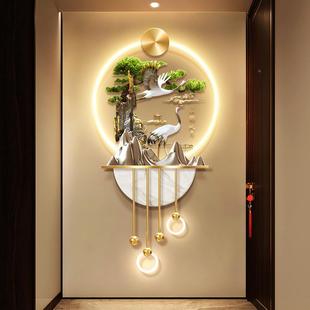 新中式丹顶壁关装饰画玄迎客松走廊过道挂画流xwQX2410鹤水生财入