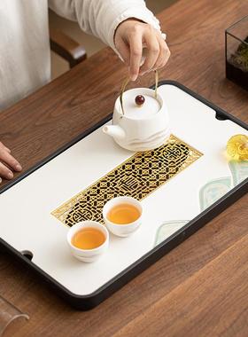 远陶瓷茶盘2025新款Dt00Wn客厅家用高档山白色型茶台泡干台小排水