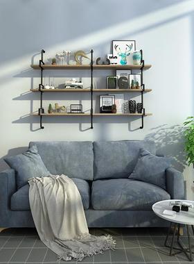 式置物架14087上实木挂墙一字隔墙板挂架墙壁置物架客厅墙面层美