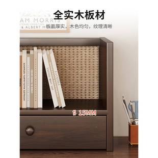 实木书架桌置物架桌家立式带抽上收用纳架子办公LIN面桌小型简易