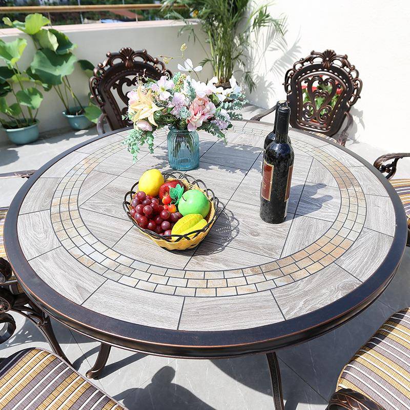 户外休闲桌椅组合园外室外庭院xp-013花简约摆桌铁艺铸铝户外椅阳