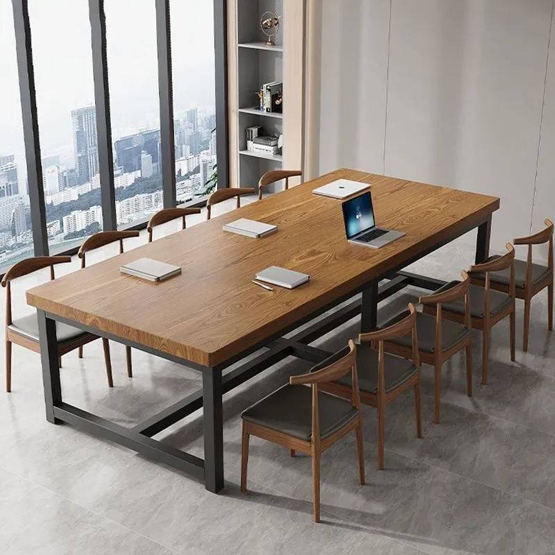 会议桌办公多人实木桌条形电脑桌简约长条桌工作台桌