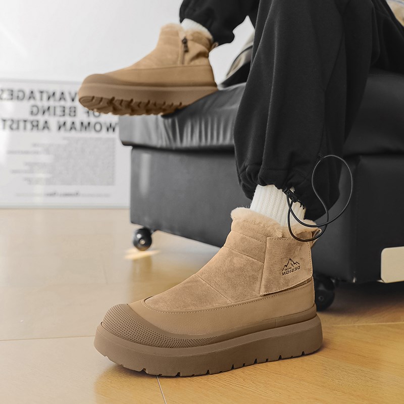 棉鞋男款冬季加绒加厚男鞋高帮保暖一脚蹬马丁棉靴防寒户外雪地靴