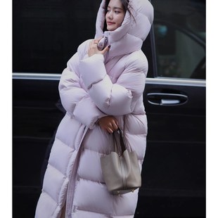 极寒鹅绒服2025新款340g高充绒量加厚95白鹅绒连帽长款羽绒服女冬