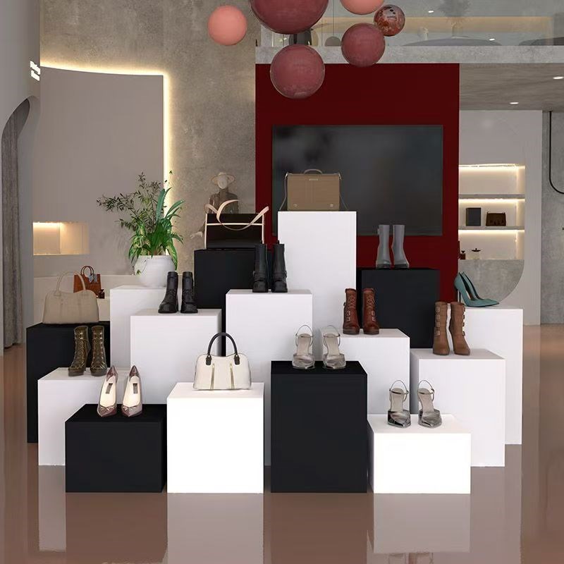 地台展示台橱窗长方形木制烤漆模特白色底座商业陈列展柜展会展台