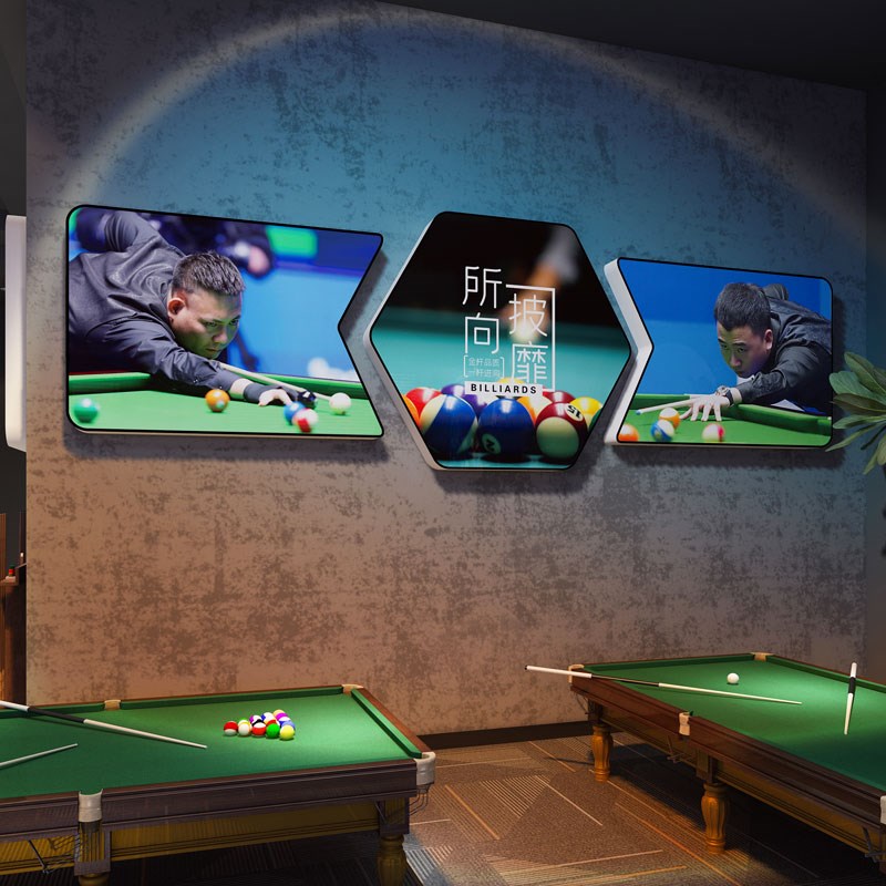 网红台球厅墙面装饰壁画桌球室俱乐部形象背景布置潘晓婷海报贴纸
